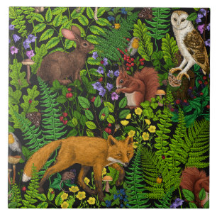 Forest life ceramic tile