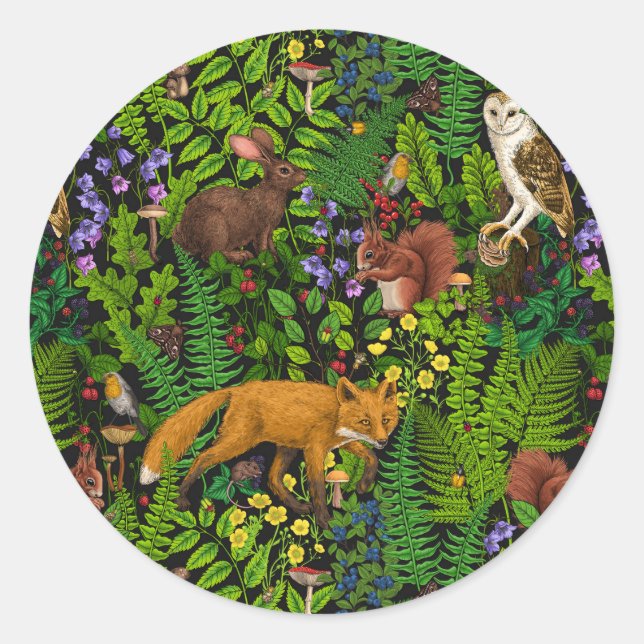 Forest life classic round sticker (Front)