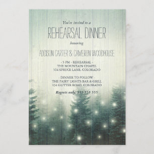 Forest Lights Rustic Rehearsal Dinner Invitation