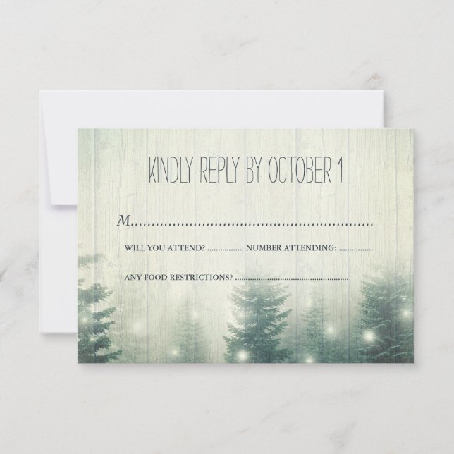 Forest Lights | Rustic Wedding | RSVP Card (Front)