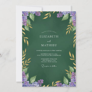 Forest Lilac Leafy Wedding Invitation