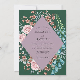 Forest Lilac Wildflower Wedding Invitation
