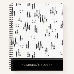 Forest Line Art Pattern Add Your Name Notebook