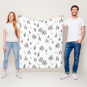 Forest Line Art Pattern Fleece Blanket