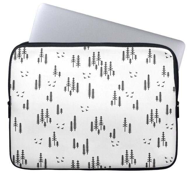 Forest Line Art Pattern Laptop Sleeve (Front)
