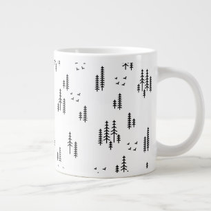 Forest Line Art Pattern Large Coffee Mug