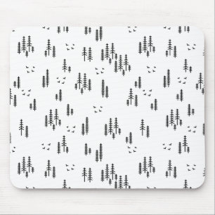 Forest Line Art Pattern Mouse Pad