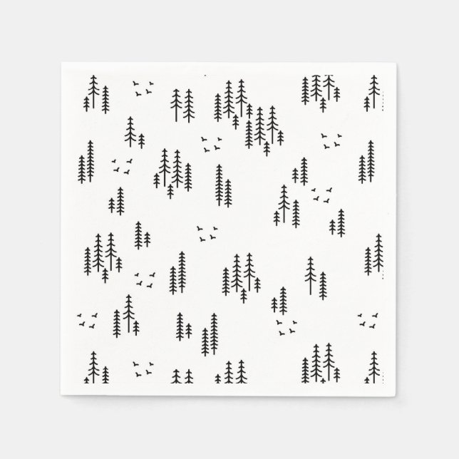 Forest Line Art Pattern Napkin (Front)