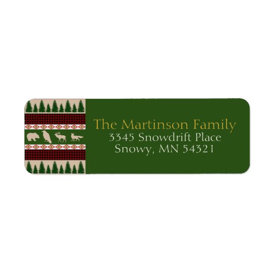 Forest Lodge Rustic Woodland Christmas Return Address Label