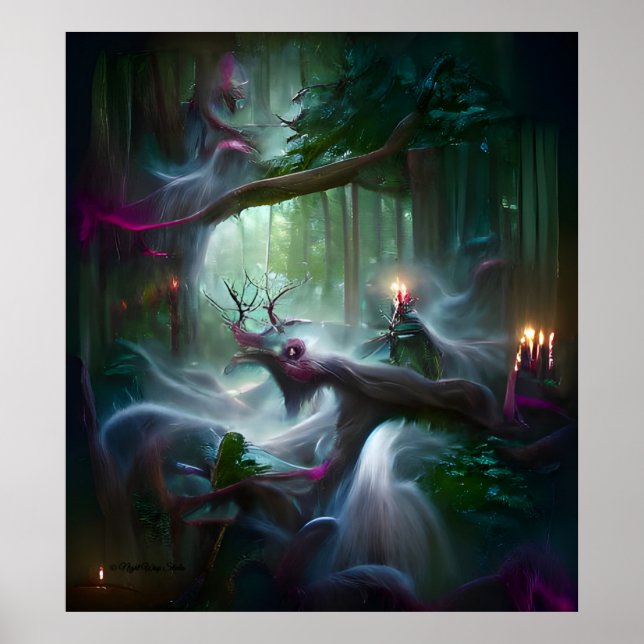Forest Magic Digital Art Poster Print (Front)