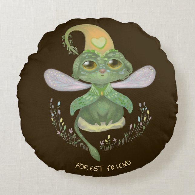 Forest  magical animal  round cushion (Front)