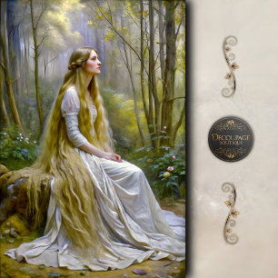 Forest Maiden Long Hair Decoupage Tissue Paper