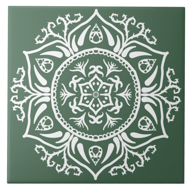 Forest Mandala Ceramic Tile (Front)