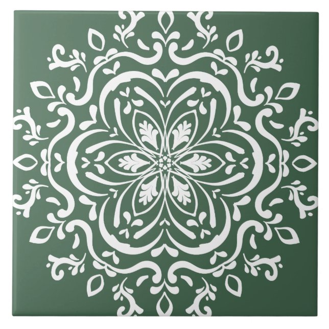 Forest Mandala Ceramic Tile (Front)