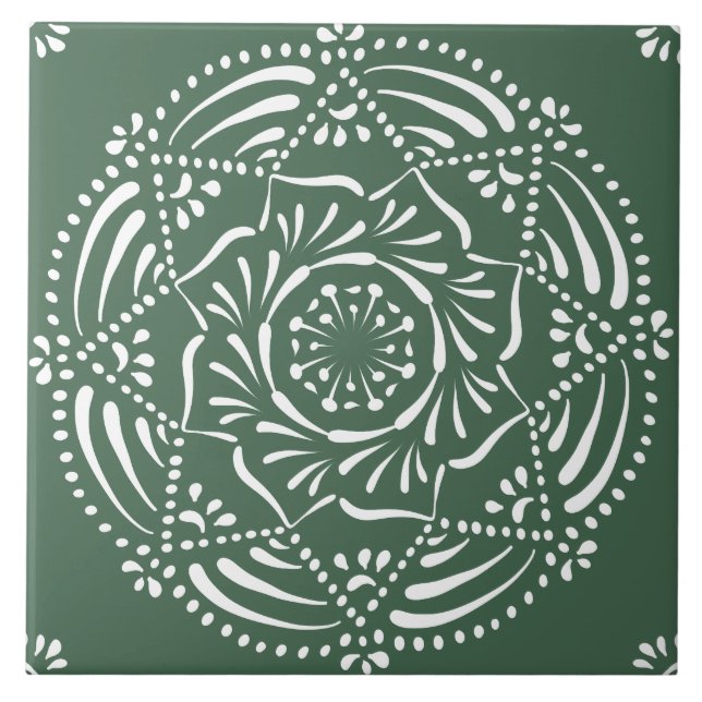 Forest Mandala Ceramic Tile (Front)