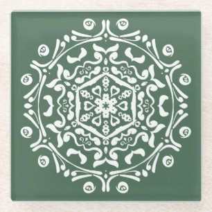 Forest Mandala Glass Coaster