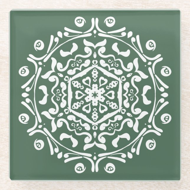 |Forest Mandala Glass Coaster (Front)