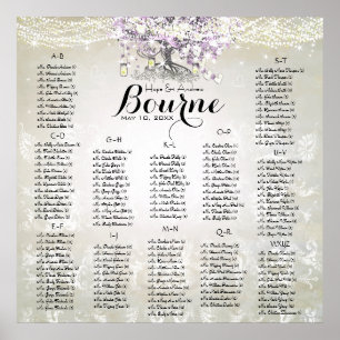 Forest Mason Jar Lavender Heart Leaf Tree Wedding Poster