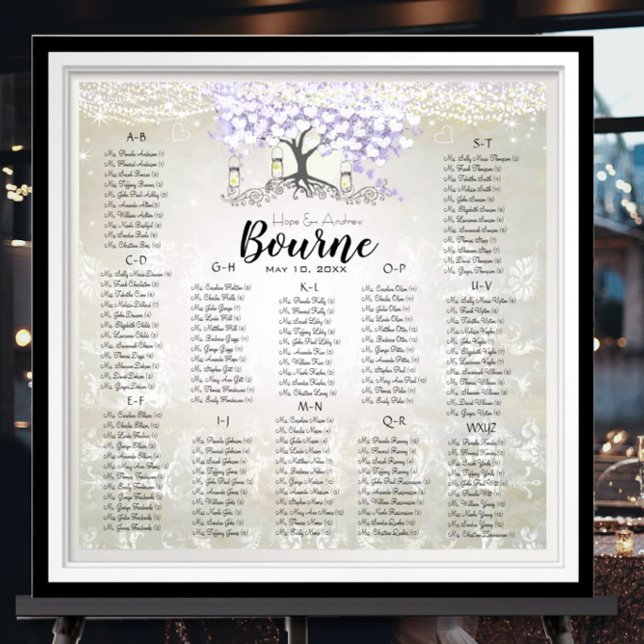 Forest Mason Jar Lavender Heart Leaf Tree Wedding Poster (Creator Uploaded)