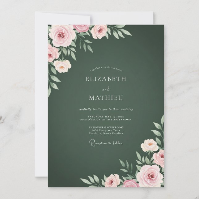 Forest Mauve Ranunculus Eucalyptus Wedding Invitation (Front)