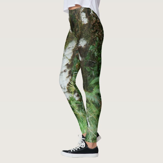 Forest Meadow Trees Ferns All Over Print Leggings (Left)