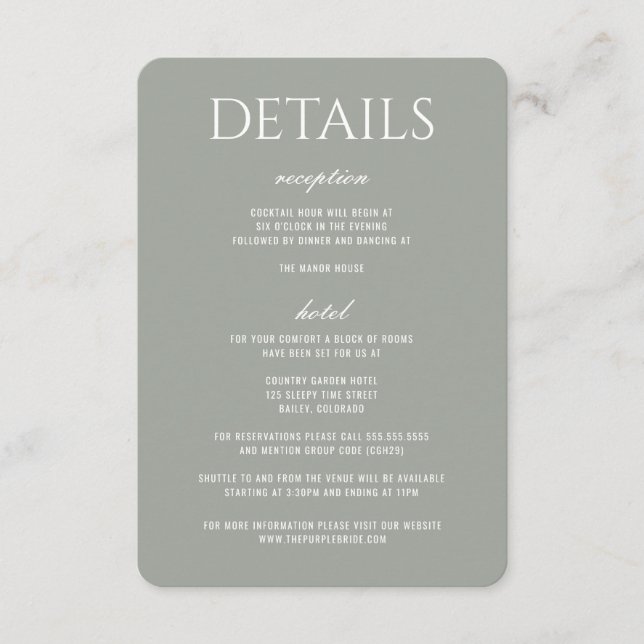 Forest Meadow Wedding Enclosure Card (Front)