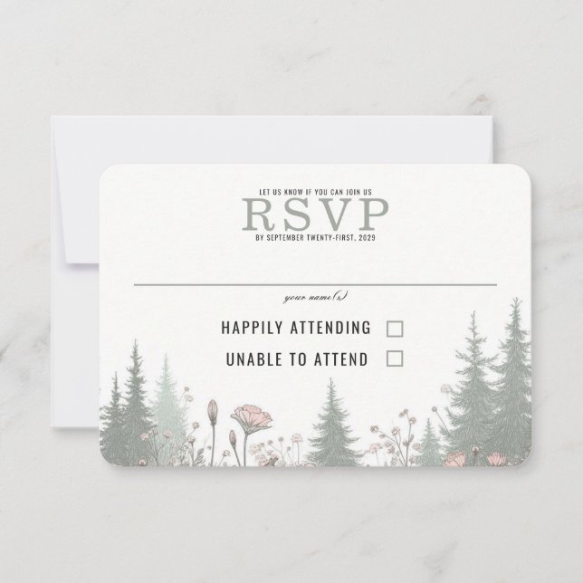 Forest Meadow Wedding RSVP Card (Front)