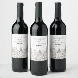 Forest Meadow Wedding Wine Label