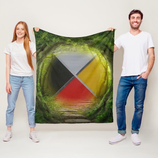 Forest Medicine Wheel Medium Fleece Blanket (In Situ)