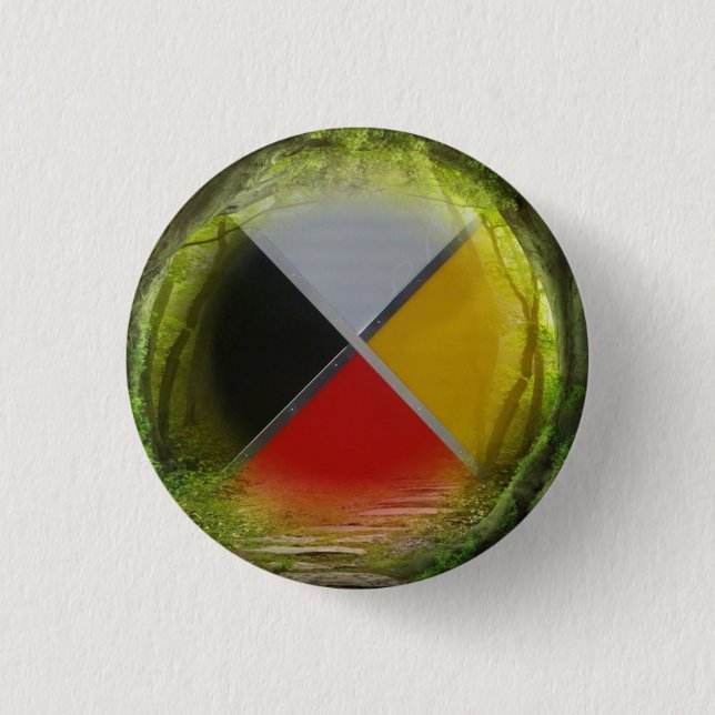 Forest Medicine Wheel Small Round Button (Front)