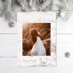 Forest Memories Rose Gold Foil Holiday Card