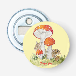Forest mice and mushrooms bottle opener