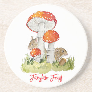 Forest mice and mushrooms coaster