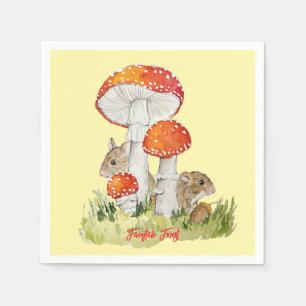 Forest mice and mushrooms napkin