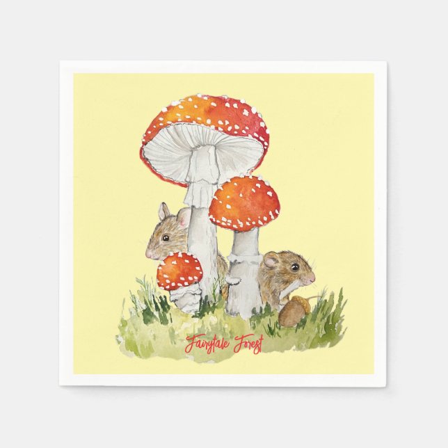 Forest mice and mushrooms napkin (Front)