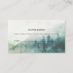 Forest Mist Adventure Mountains Diaper Raffle Enclosure Card