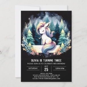 Forest Modern Horse Birthday Invitation