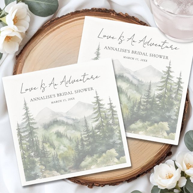 Forest Mountain Adventure Bridal Shower Napkin (Forest Mountain Adventure Bridal Shower Napkins )