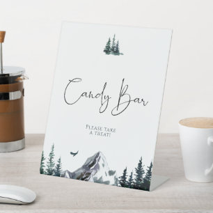 Forest Mountain Baby Shower Candy Bar Pedestal Sign