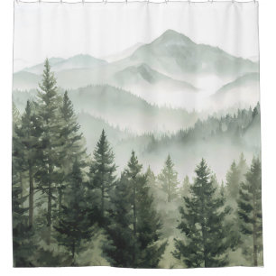 Forest Mountain Landscape Shower Curtain