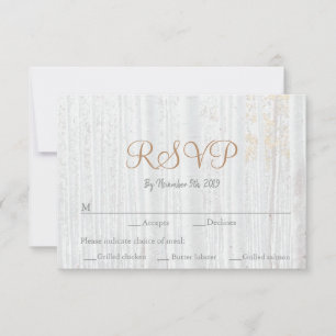 Forest Mountain Modern Birch Wedding RSVP Card