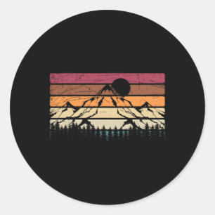 Forest Mountain Outdoors Nature Wildlife Trees Ret Classic Round Sticker