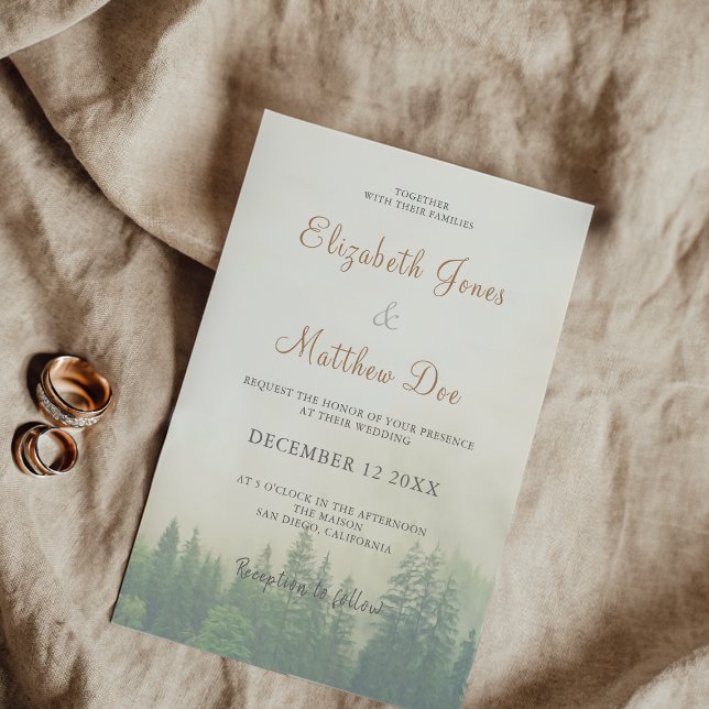 Forest Mountain Pine Trees Wedding Invitation (Creator Uploaded)