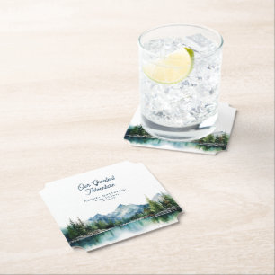 Forest Mountain Rustic Adventure Baby Shower  Paper Coaster