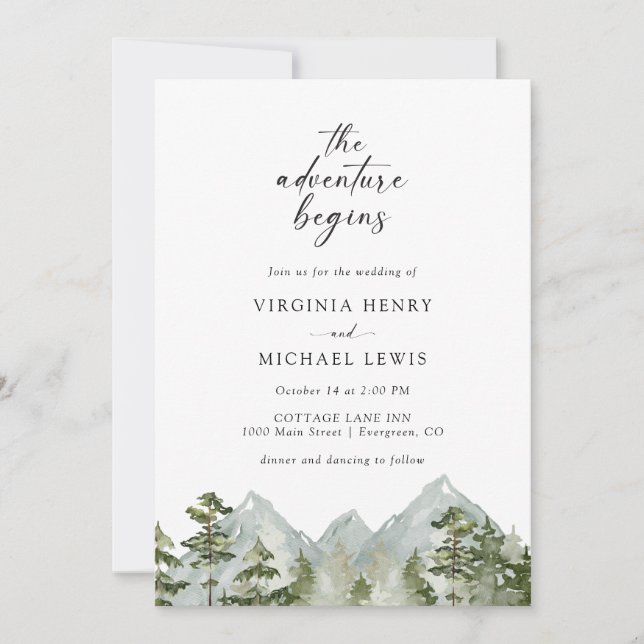 Forest Mountain Wedding Invitation (Front)