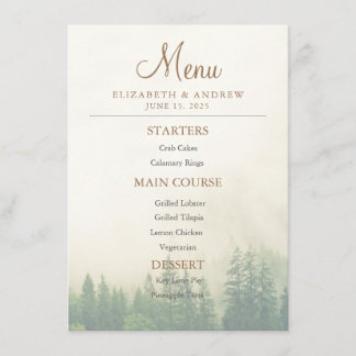 Forest Mountain Wedding Menu