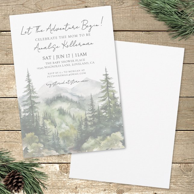 Forest Mountain Woodland Adventure Baby Shower Invitation (Forest Mountain Woodland Adventure Baby Shower Invitation)