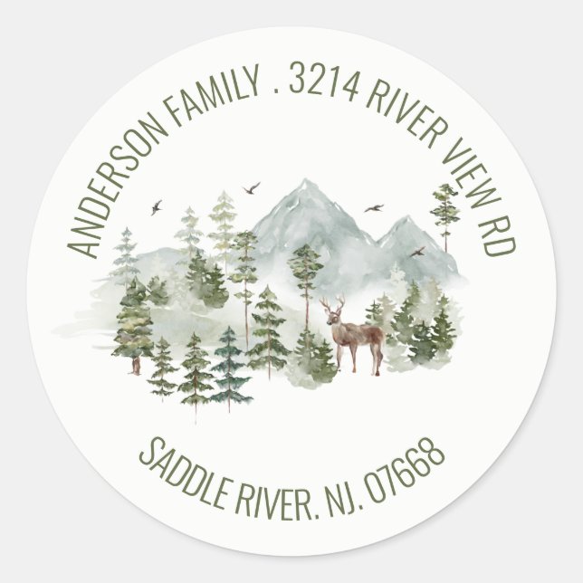 Forest Mountains | New Home Address Label Sticker (Front)