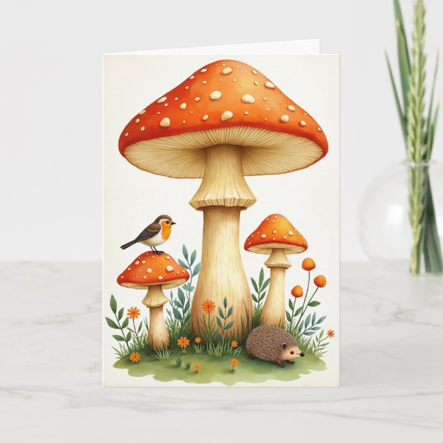 Forest Mushroom Birthday Card (Front)