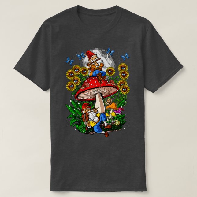 Forest Mushroom Gnomes T-Shirt (Design Front)